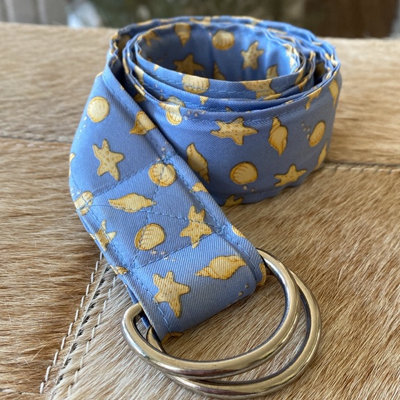 100% Silk Starfish and Seashell D-Buckle Belt. Size Large - Picture 2 of 7